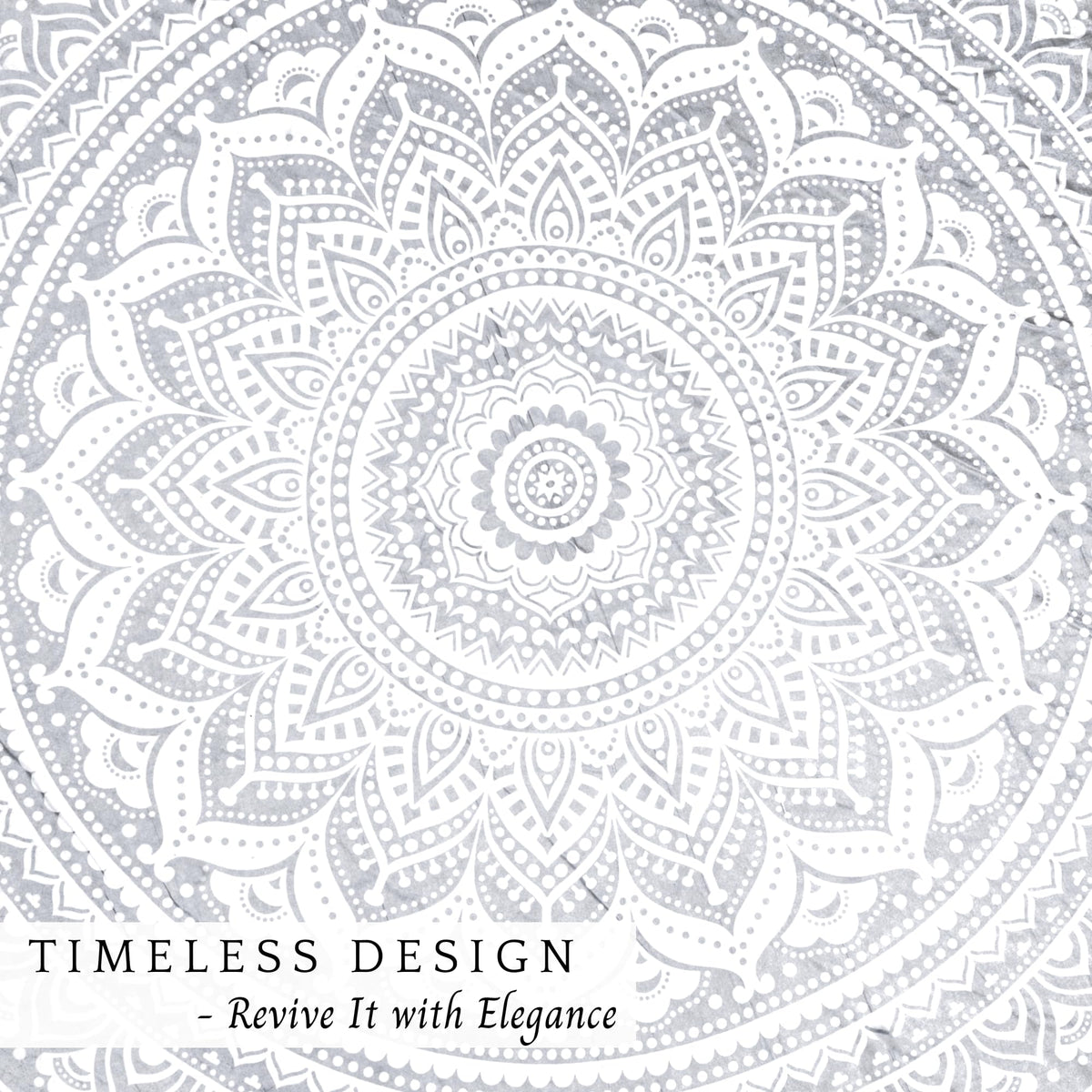 Ombre Mandala Tapestry Silver for Beach Towel Boho Bohemian Room Decor Cotton Tapestries 48 Inch (Silver / 48"L x 48"W)