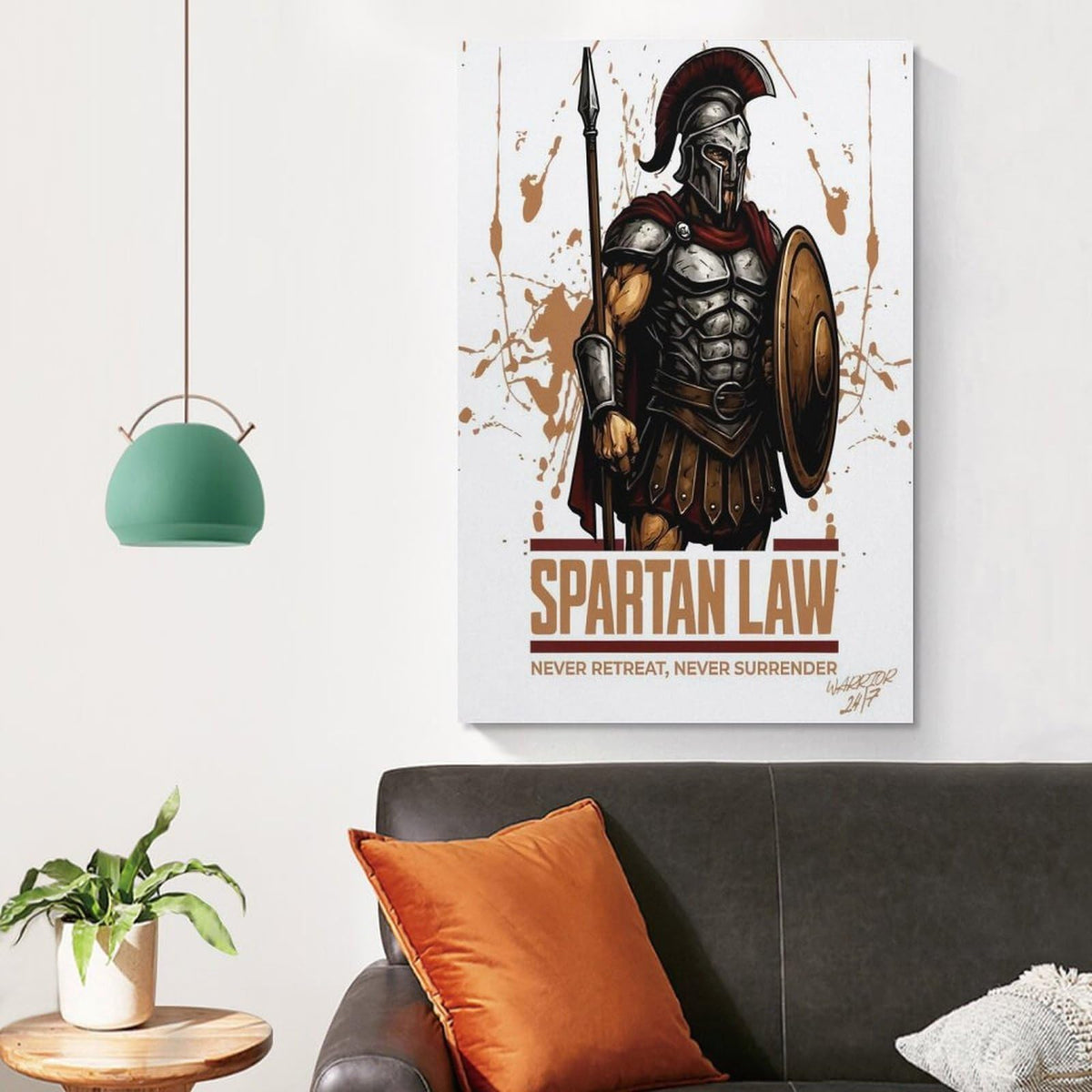 Spartan Law Never Retreat Never Surrender Canvas Printing Wall Art Prints Wall Decor Posters Ancient Warrior Shield Spear Vintage Greek Bedroom Living Room Office Gym Decor 24x36inch (style-27 / 24x36inch(60x90cm) Unframe)