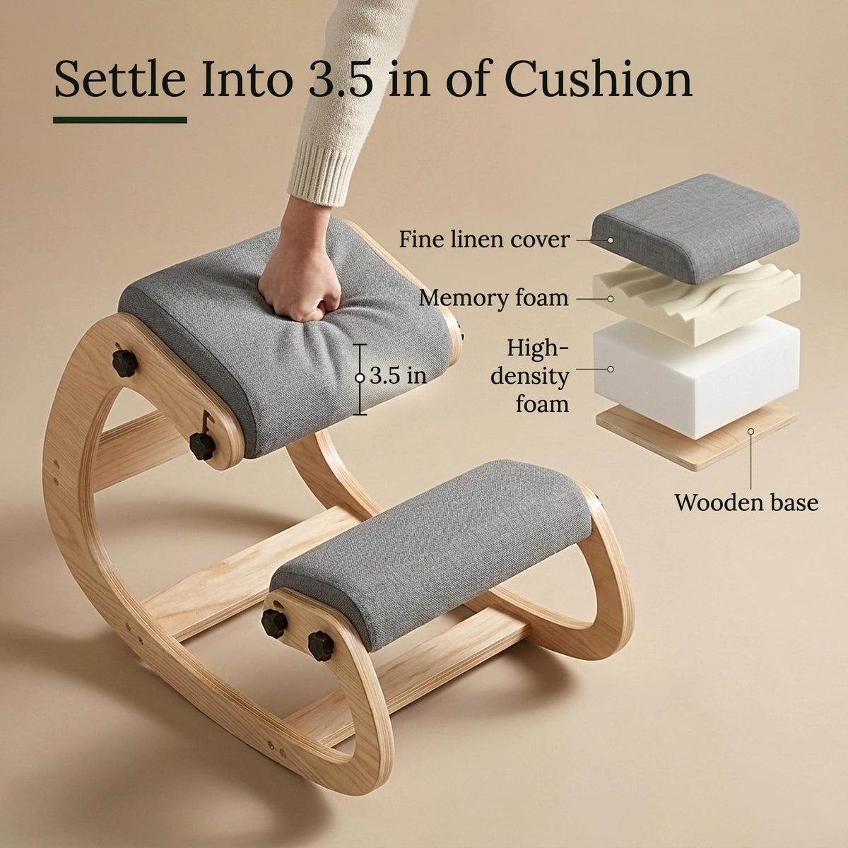 Ergonomic Kneeling Chair with Adjustable Seats (Ash Grey / Classic)