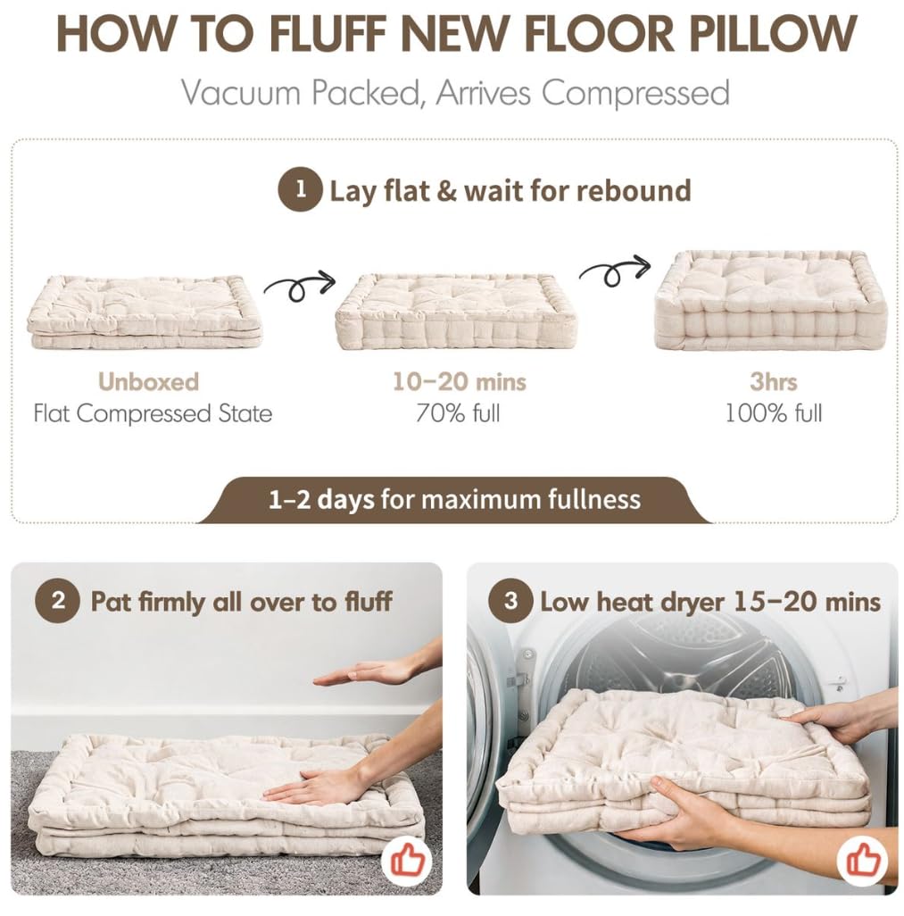 Floor Pillow Large Cushion for Meditation (Square Navy / 20"W x 20"L x 5"H)