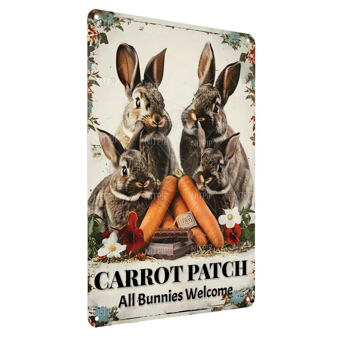 Easter Carrot Patch Metal Tin Sign Rabbit Garden Sign Easter Metal Sign Farmhouse Wall Decor for Home Garden Living Room Bedroom Outdoor Decor 8x12 Inch (Easter Carrot Patch / 8x12 Inch)