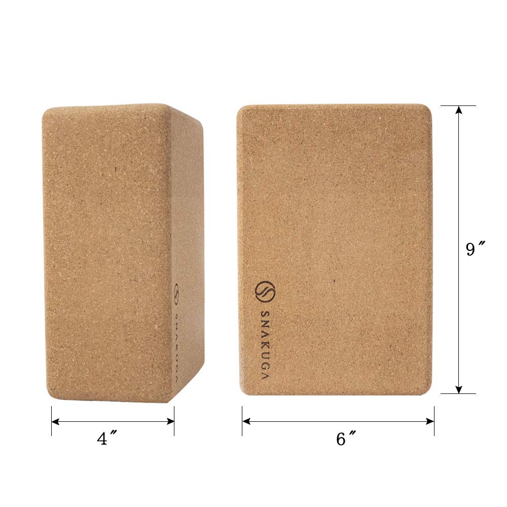 Cork Yoga Block 2 Pack for Pilates 9"x6"x4" Non