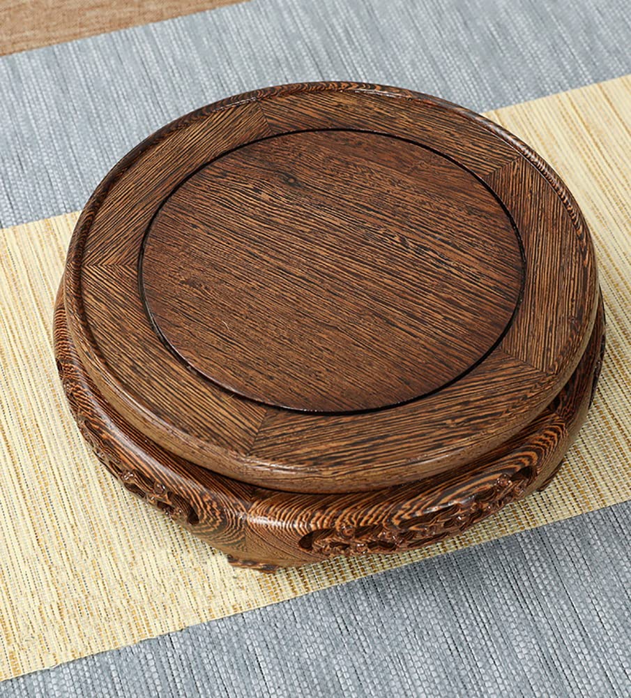 Handcrafted Circular Pedestal Vase Bonsai Statue Holder (A2-5.9'' inside diameter)