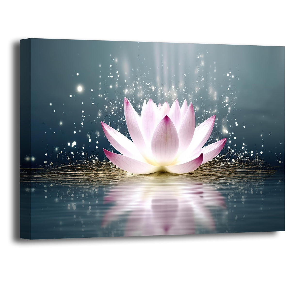 Zen Canvas Wall Art Pink Lotus Flower Bloom in Water Picture Prints for Yoga Spa Meditation Spiritual Room Decor Framed (16"x24" / Zen-4)