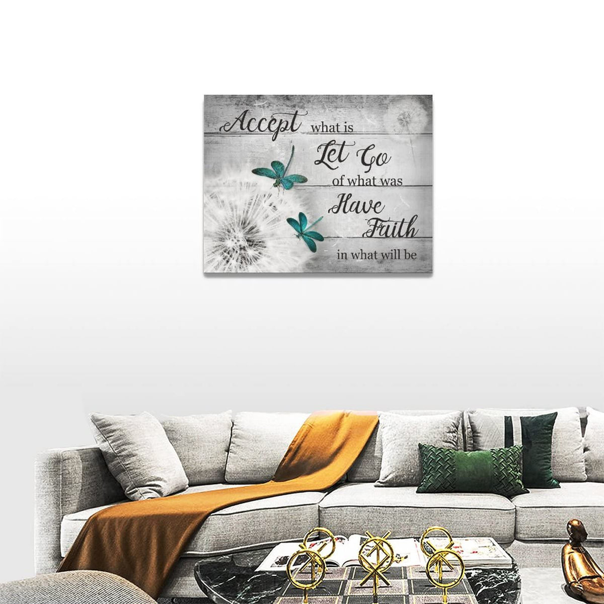 Black and White Dandelion Wall Art Teal Dragonfly Pictures Wall Decor Inspirational Quotes Canvas Painting Prints Modern Artwork Home Decoration for Bathroom Bedroom Living Room 16"x12" (Black And White Dandelion / 16"L x 12"W)