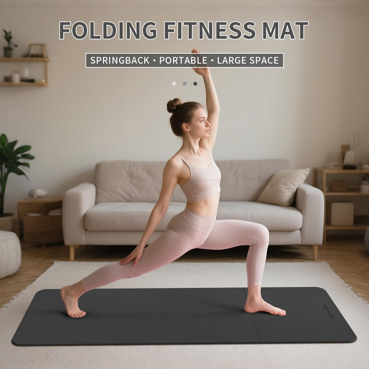 7 Fold Yoga Mat 70"x24" (Black+Gray)