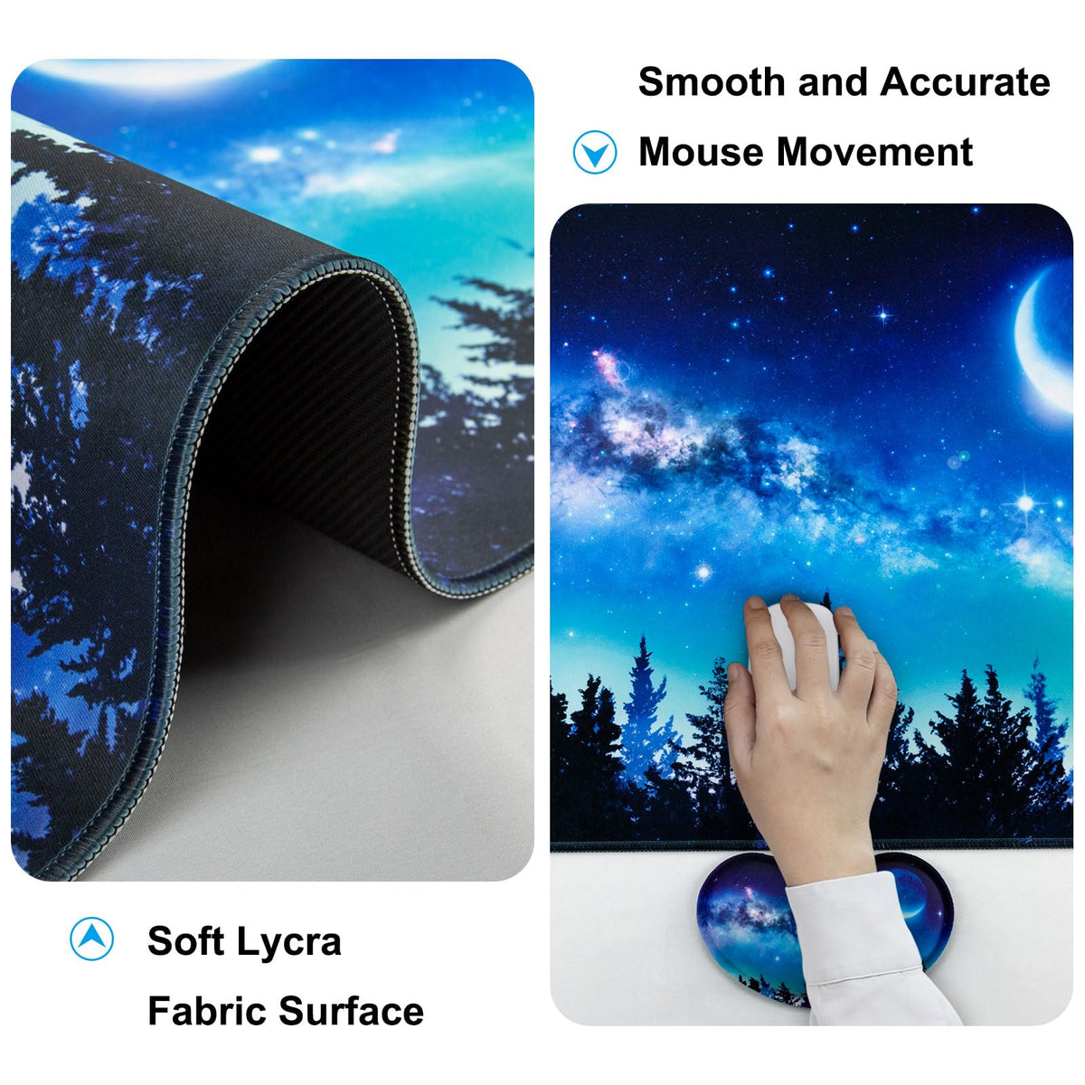 4 in 1 Mouse Pad and Keyboard Wrist Rest (C1-forest Moon)