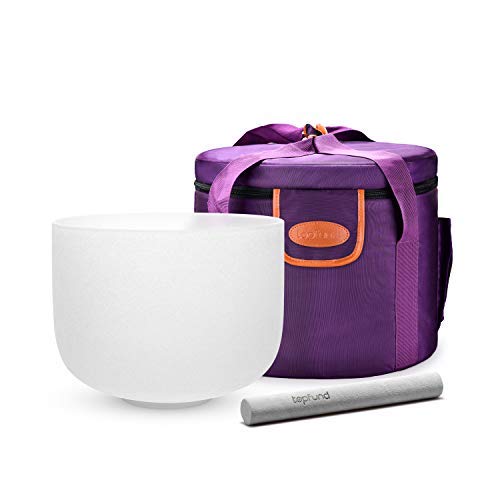 D# Note Crystal Singing Bowl 10 inch Navel Chakra with Heavy Duty Carrying Case and Suede Mallet (10 inch / D# Note)