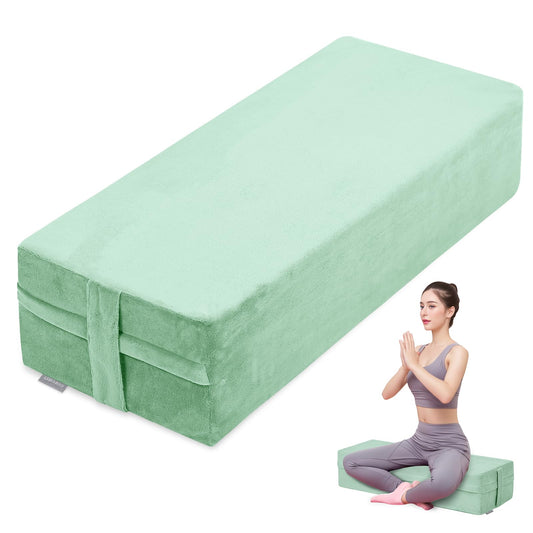 Yoga Bolster Pillow for Meditation and Support (Green / 26.5"X9.5" X6")