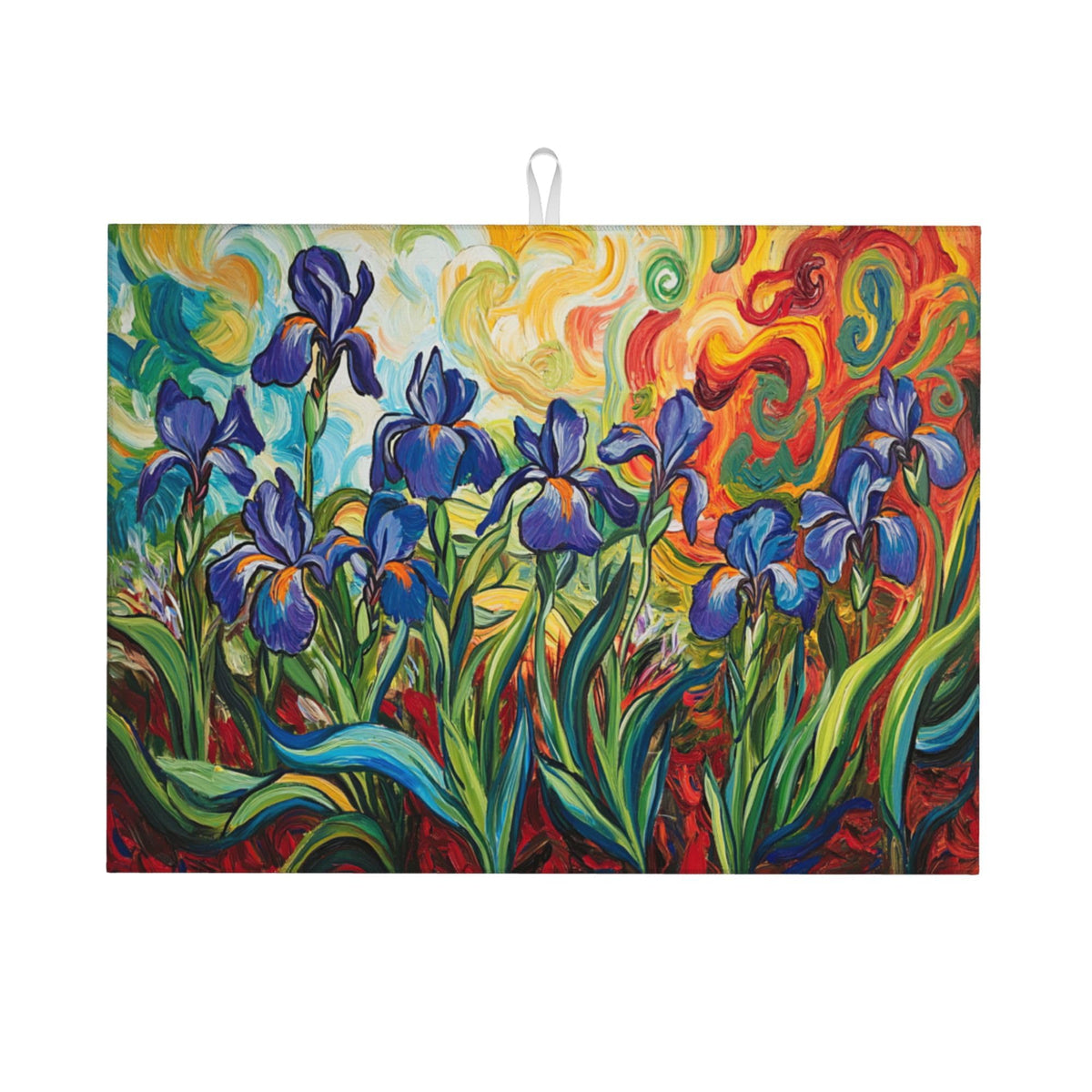 watercolor Flowers Dish Drying Mat for Kitchen Counter Microfiber Super Absorbent Non (Iris Flowers)