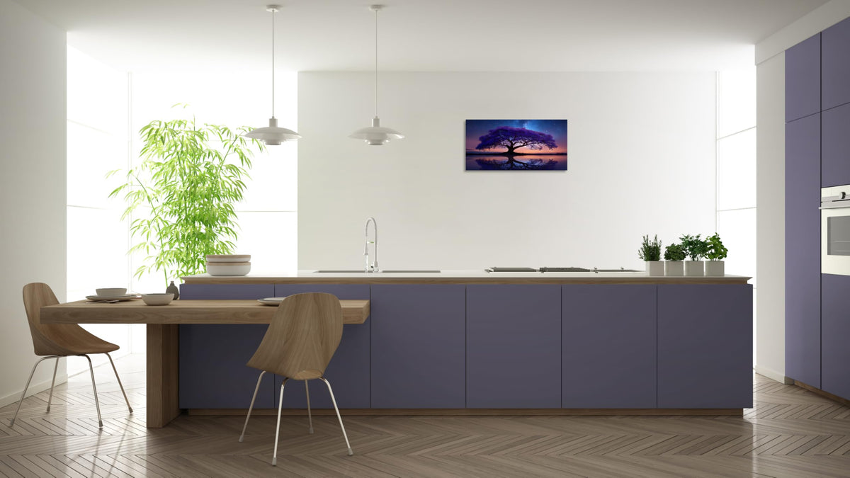 1 Panel Purple Wall Art Purple Pictures Wall Decor Abstract Nature Tree Landscape Picture Starry Night Forest Scenery Canvas Paintings Bedroom Office Home Decor Ready to Hang 16x32 Inches (32"L x 16"W / Purple Tree)