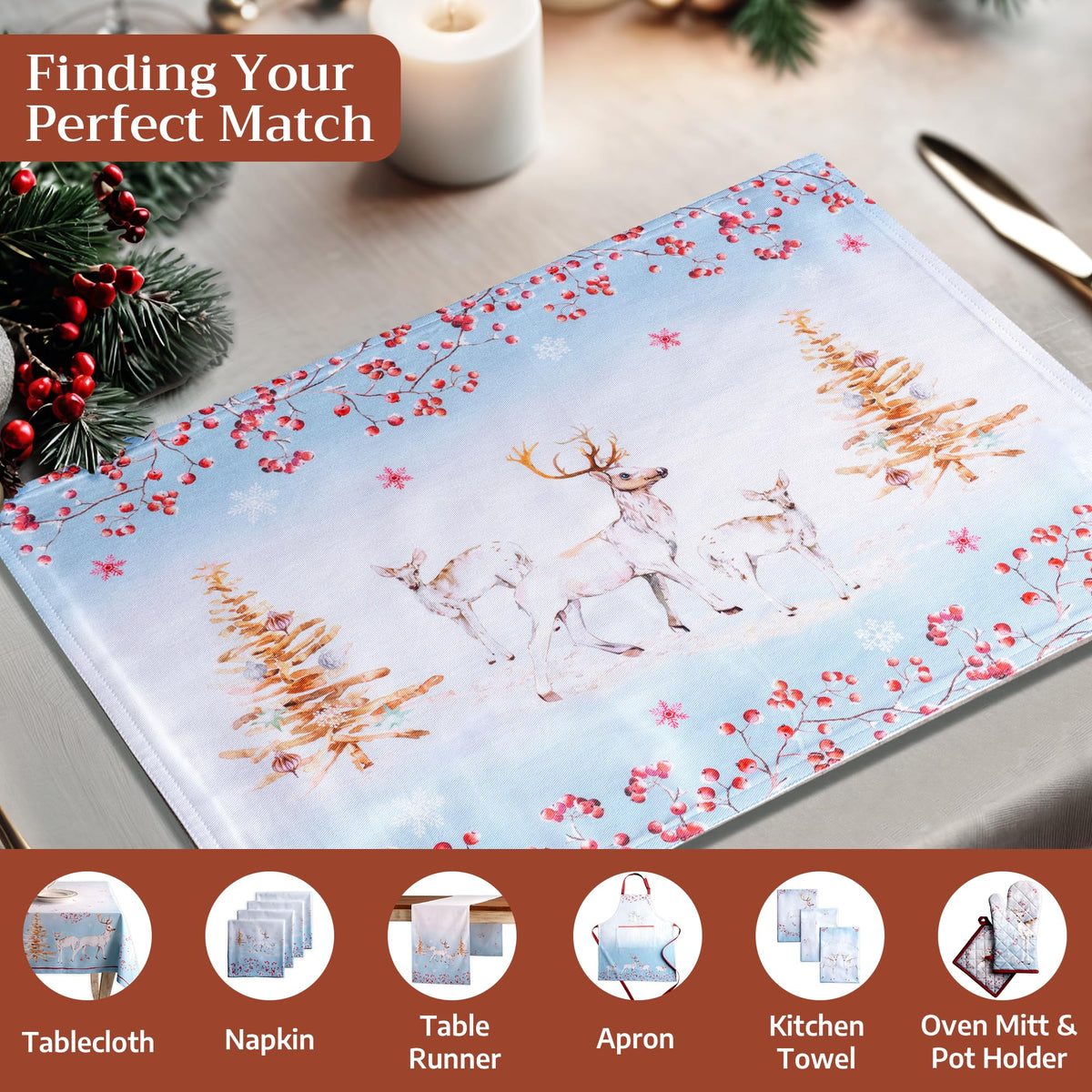 Placemats Set of 4 Reusable 100% Cotton (081 - Fairy Tale Forest / 13" X 19" (Pack of 4))