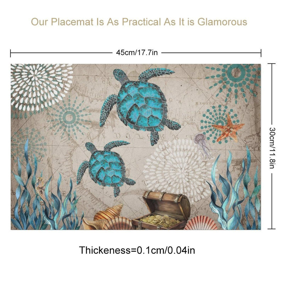 Sea Turtle Placemat Set of 4 (Coastal-5 / 4pcs)
