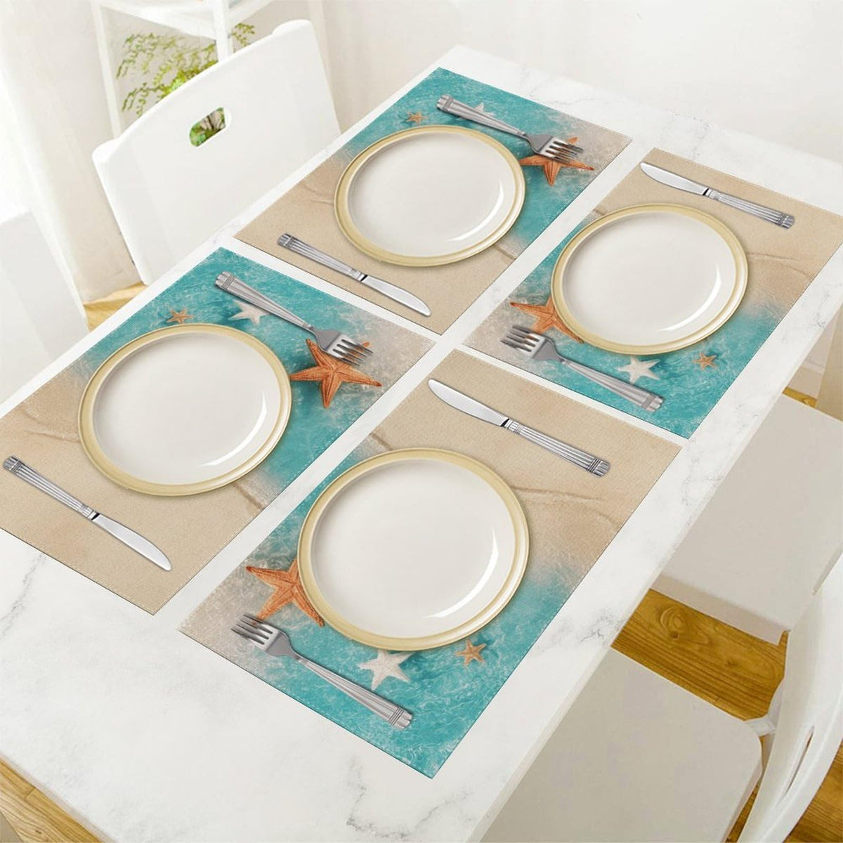 Summer Ocean Starfish Placemat Set of 4 (Coastal-4 / 4pcs)