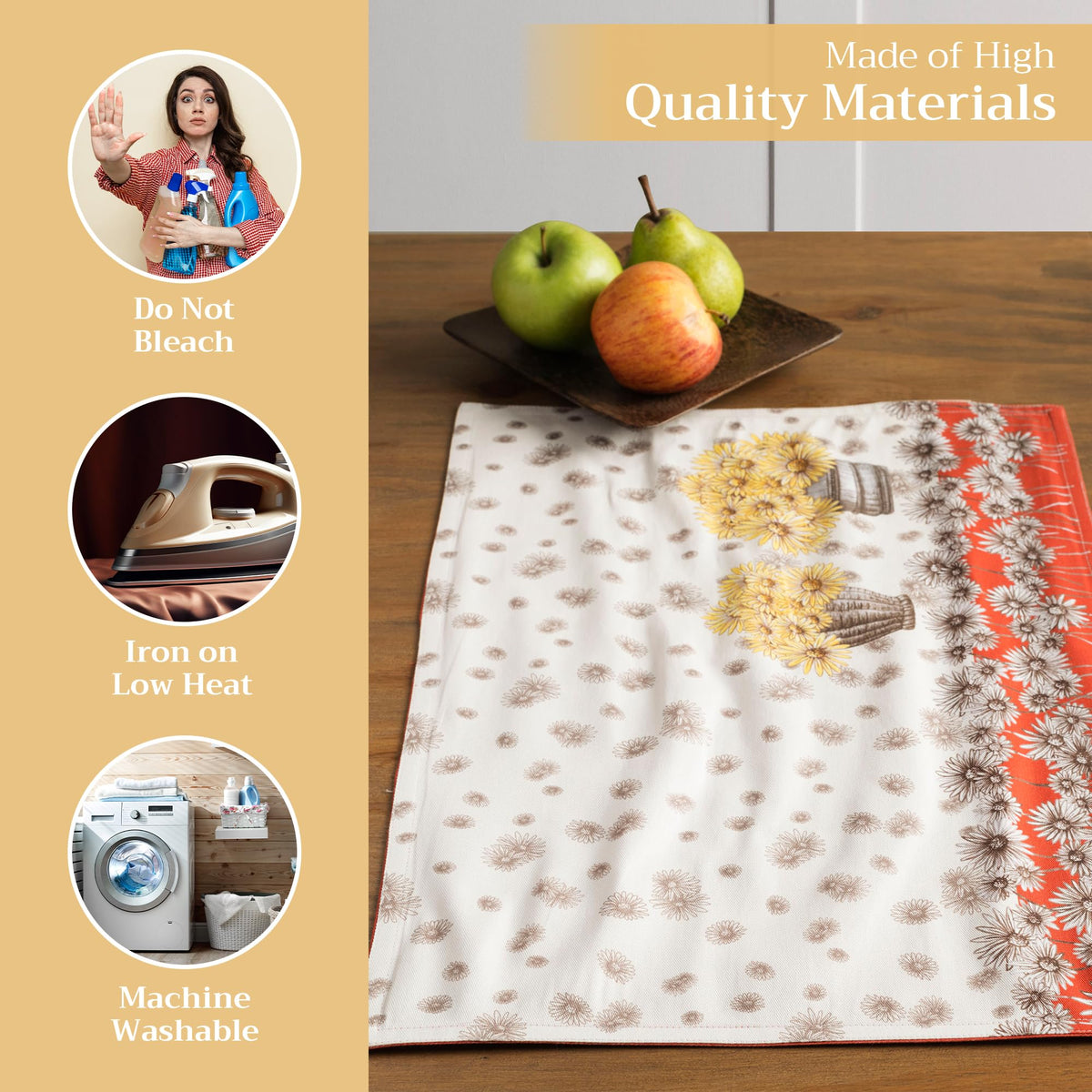 Placemats Set of 4 Reusable 100% Cotton (041 - Bagatelle / 13" X 19" (Pack of 4))