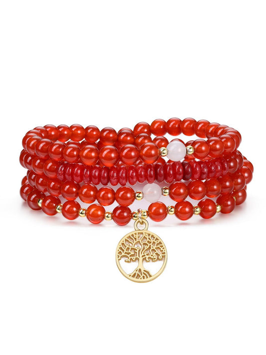 108 Mala Beads Bracelet 6mm Red Agate Gemstone Necklace (Red Agate)