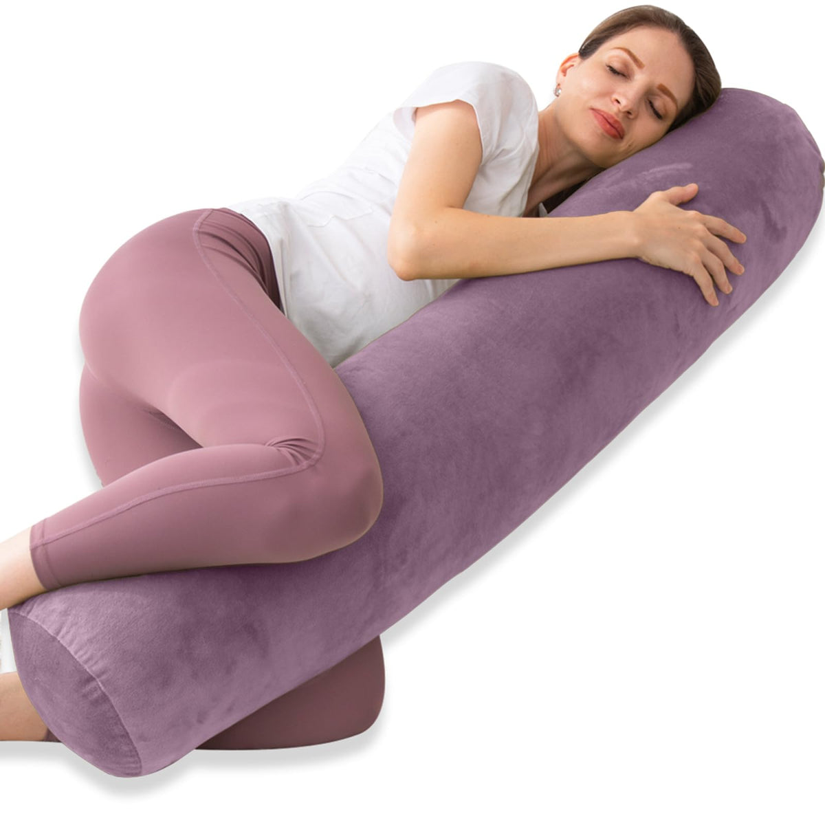 Bolster Pillow for Bed (Purple / 47 inch)