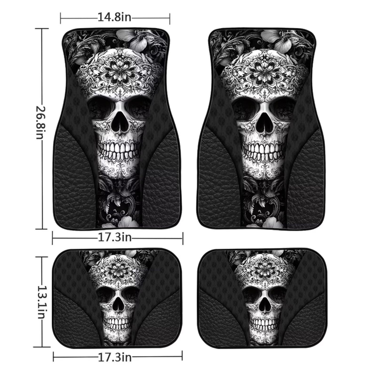 Black Skull Car Floor Mats for Men (Black Skull)