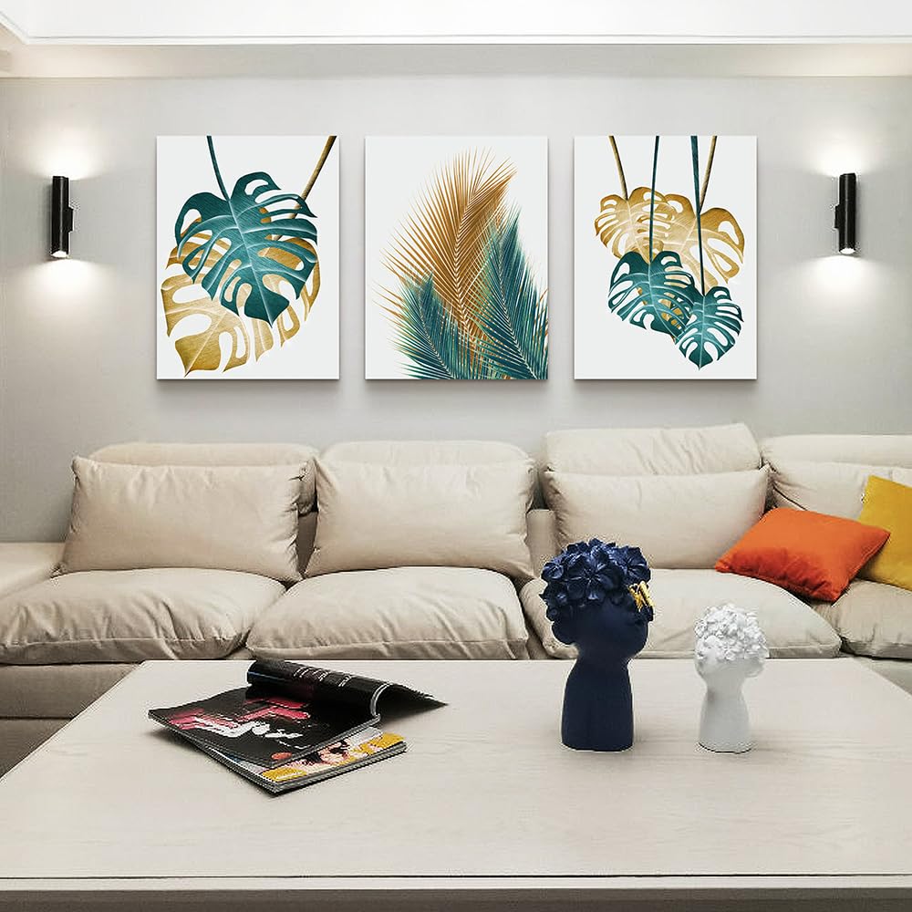 Large Framed Wall Art For Living Room Abstract Wall Decoration Art For Bedroom Kitchen Decor Leaves Wall Painting Modern Wall Pictures Artwork Office Canvas Prints Dining Room Home Decor (20x28inches*3pcs / Abstract Leaves Paintings)
