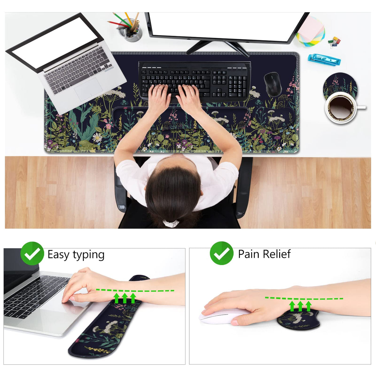 Large Gaming Mouse Pad Set (Flowers Plants)