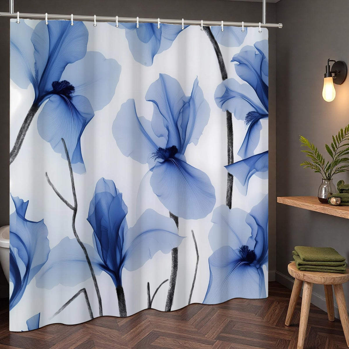 Blue Iris Floral Shower Curtain (Iris Floral)