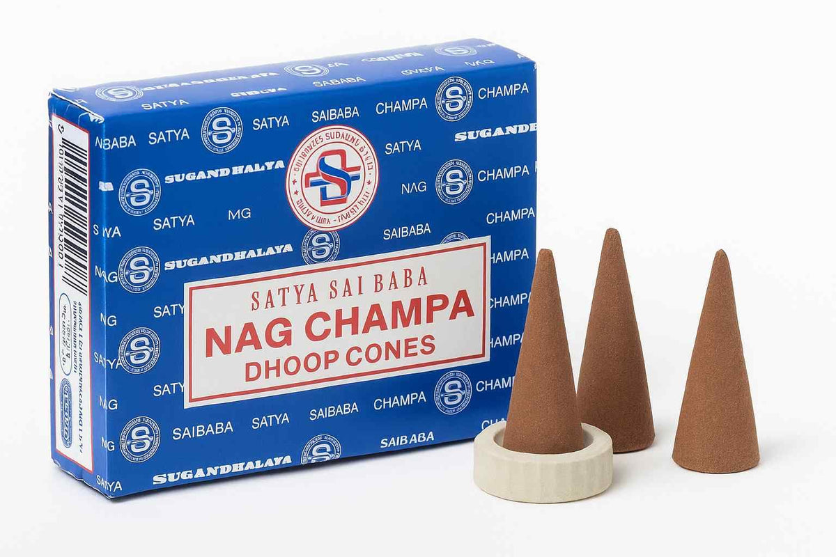 Sai Baba Nag Champa dhoop Cones incienso 6 Pack (1 / Nag Champa)