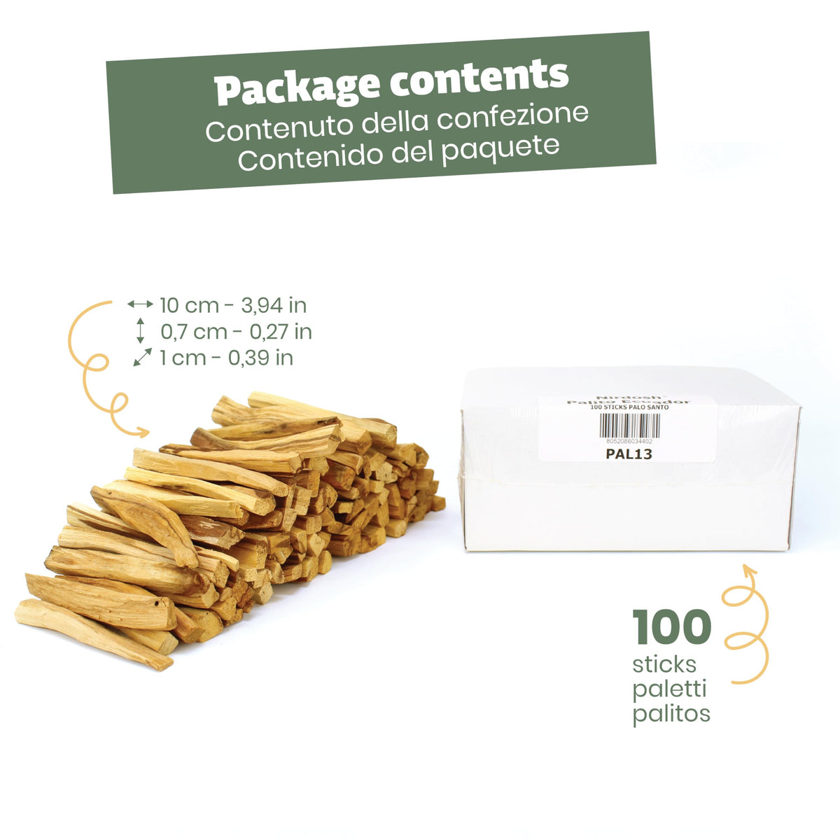 Authentic Palo Santo Wood Sticks (100 Sticks)