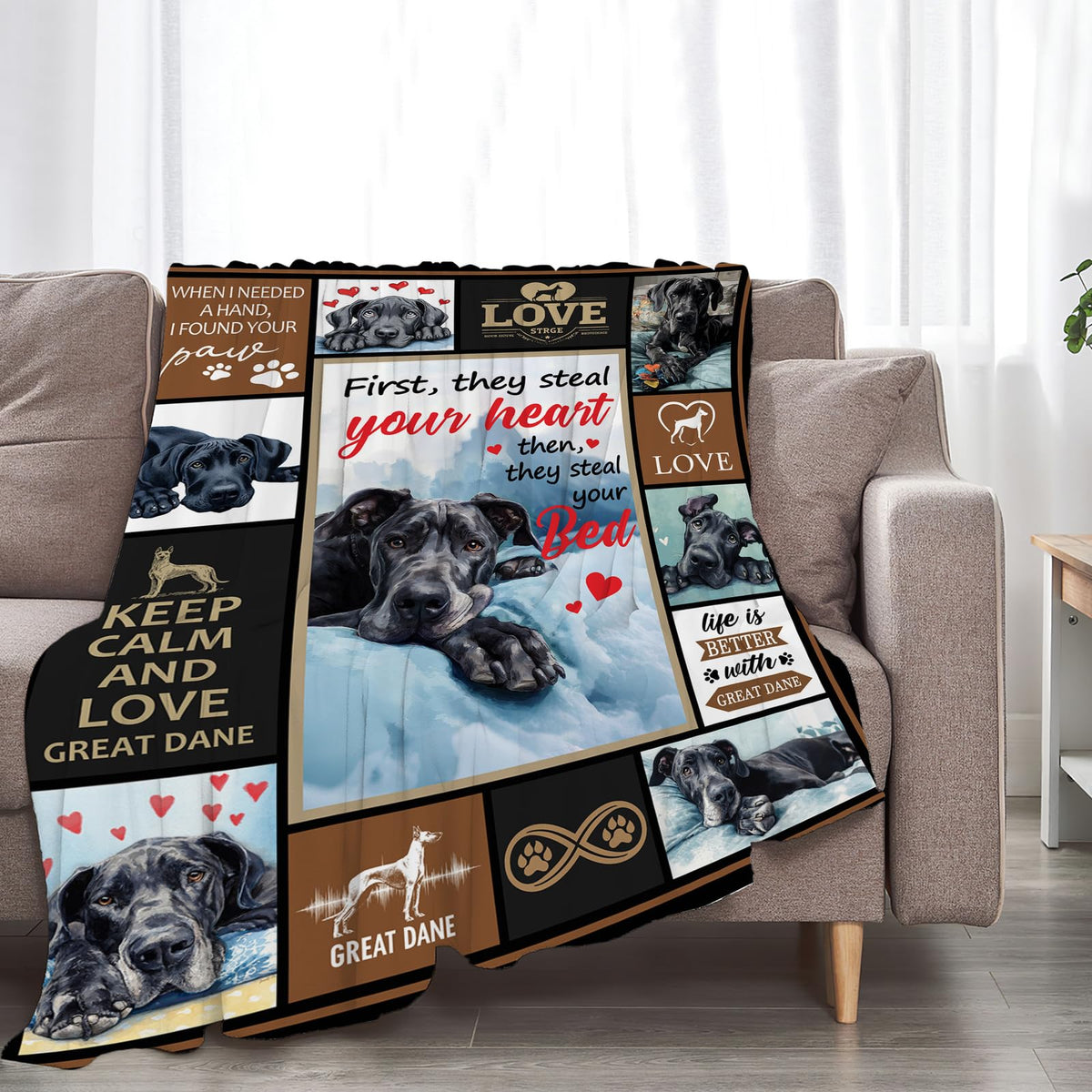 Great Dane Dog Throw Blanket (50"x60" / Dane Dog)