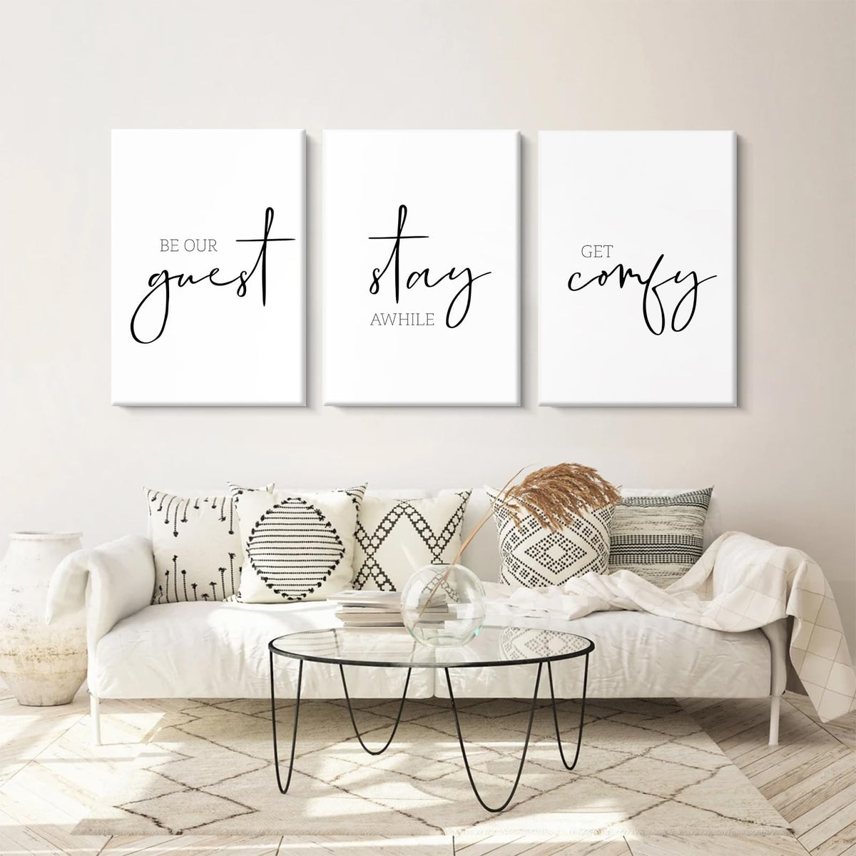 Be Our Guest Wall Decor Guest Room Wall Art Decor Stay Awhile Signs for Home Decor Minimalist Wall Art over the Bed Sign Guest Bedroom Wall Decor Canvas Painting 12x16 Inch (Guest Room Prints / 12x16 Inch Wrapped Canvas)