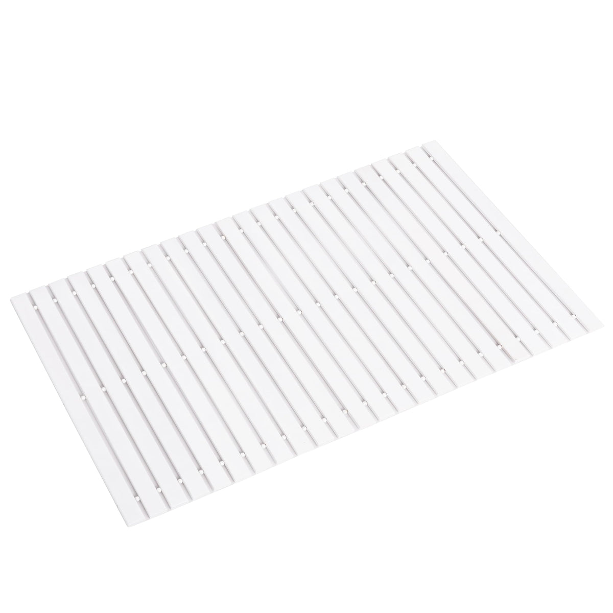 Bath Mat Bathroom Rugs Floor Wood Shower Bathtub Waterproof Non Slip Accessories 16x24 Inch Easy to Clean (Striped White / 24" x 16" (Rectangular))