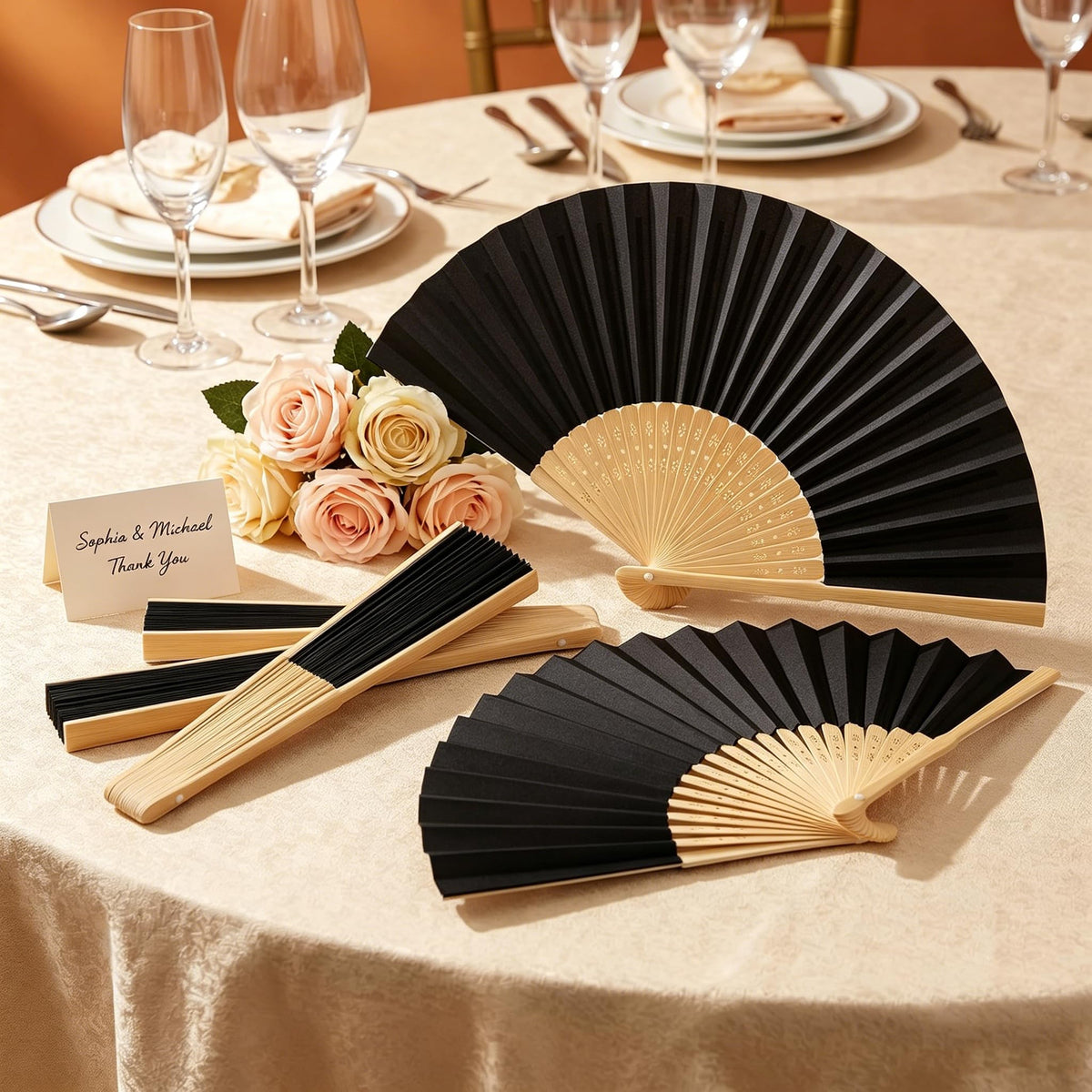 Paper Hand Fans (Black-50)