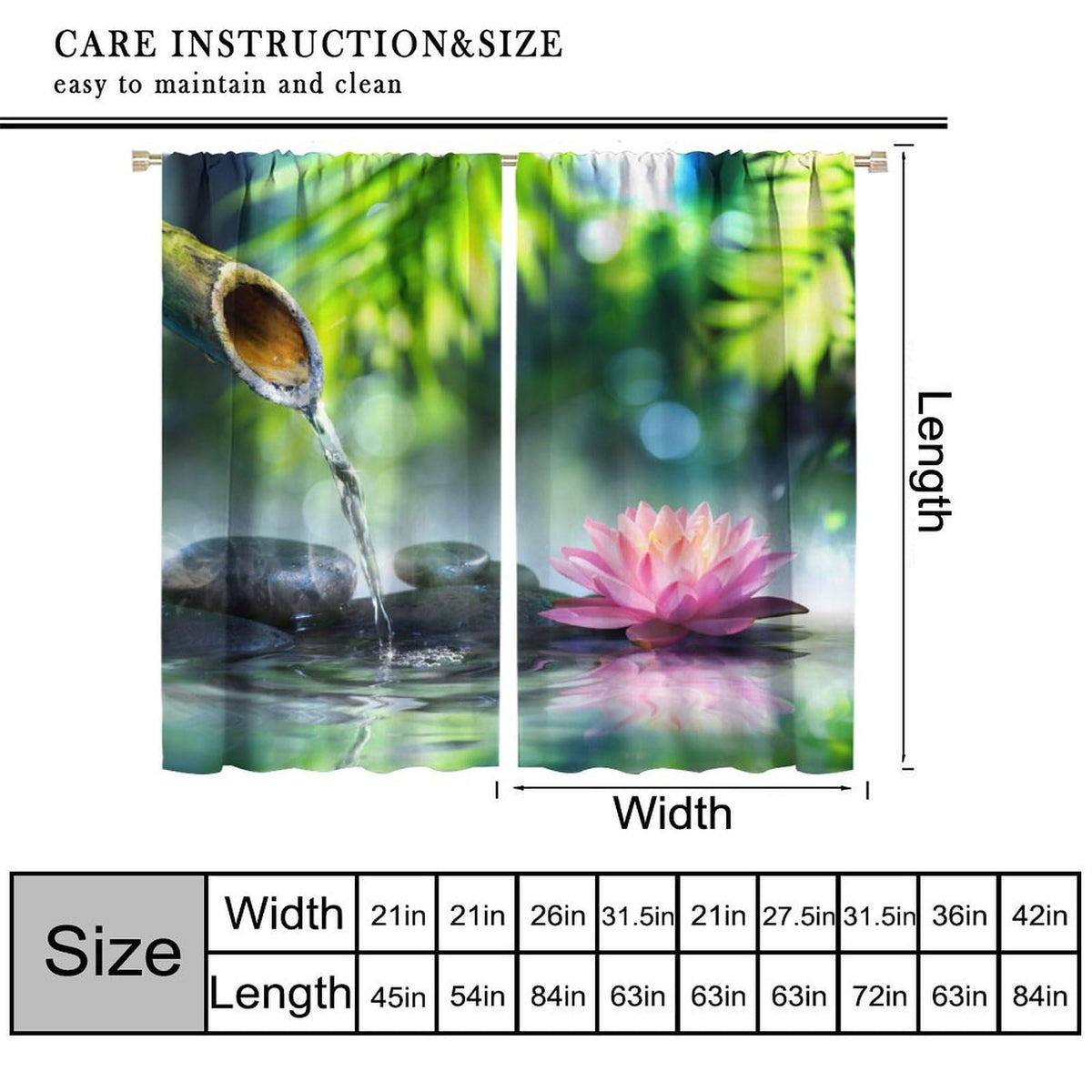 Zen Garden Curtains (21"W x 45"L (Pack of 2) / Style-4)