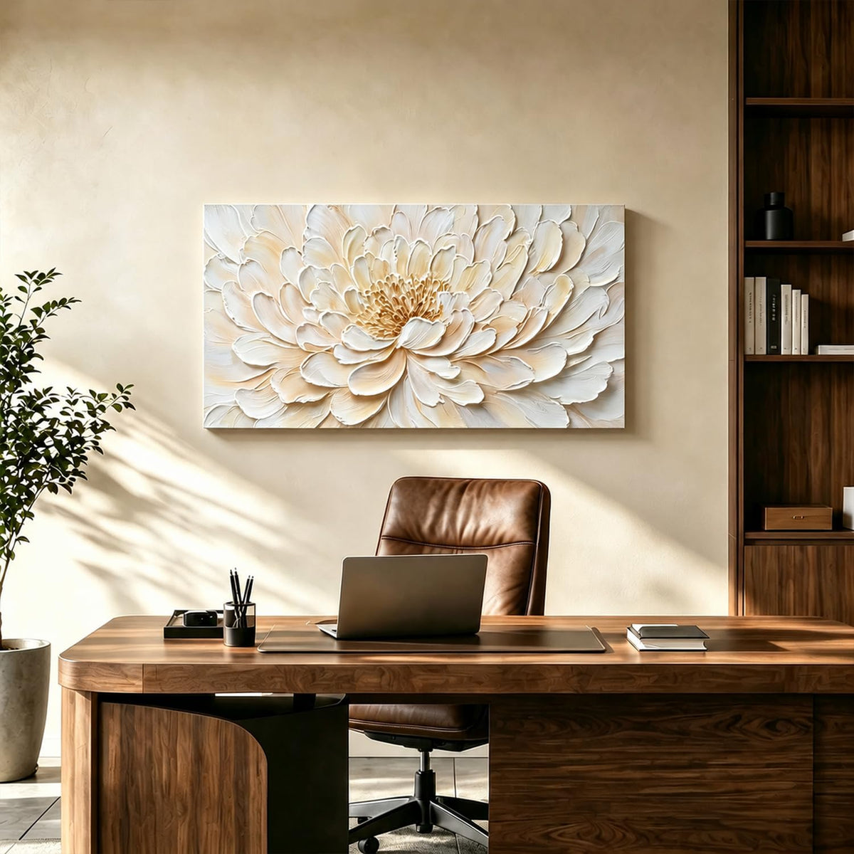 White Lotus Flower Canvas Wall Art Spa Zen Picture Home Decor Modern Textured Lotus Floral Wall Decor for Living Room Decoration Minimalist Blossom Flower Painting Artwork for Bedroom Office 20x40” (40"L x 20"W / White Lotus)