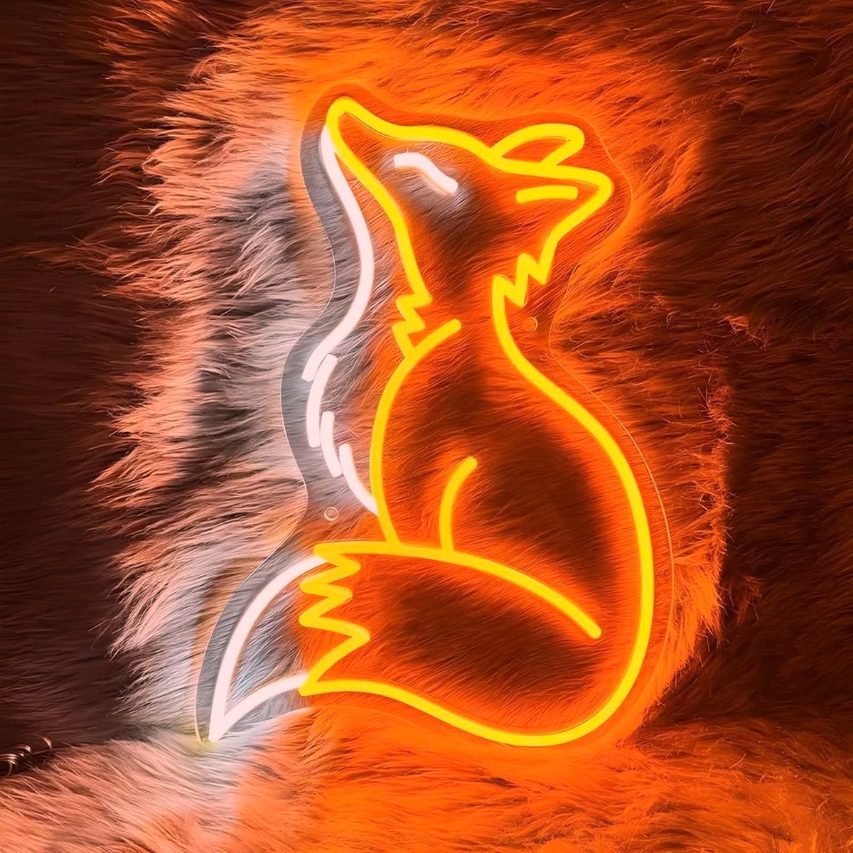 Fox Neon Sign for Kids Bedroom Nursery (Orange Fox)