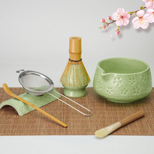 8 Pcs Matcha Whisk Set (Mottled Green)
