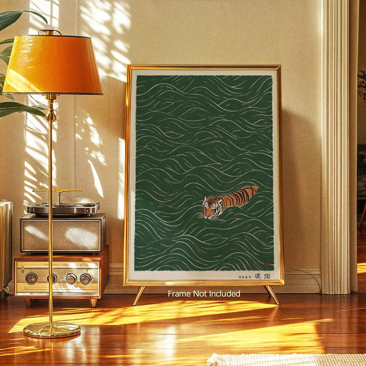 Vintage Japanese Tiger Swimming Prints Ukiyo (Unframed / Japanese Art 004 / 16"L x 12"W)