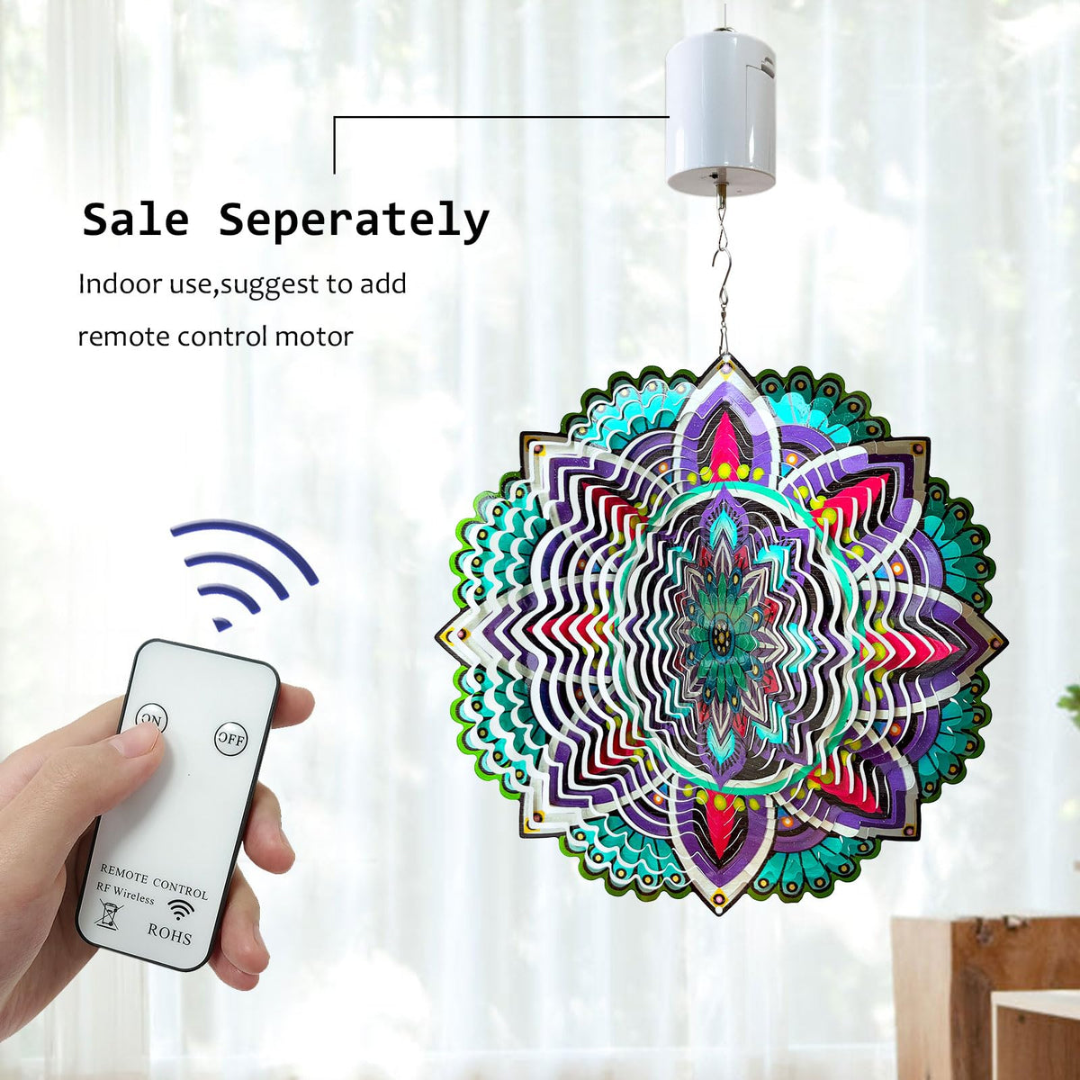 Hanging Wind Spinners for Yard and Garden Mandala Purple Star (12in / 009-5purple Mandala Purple Star)