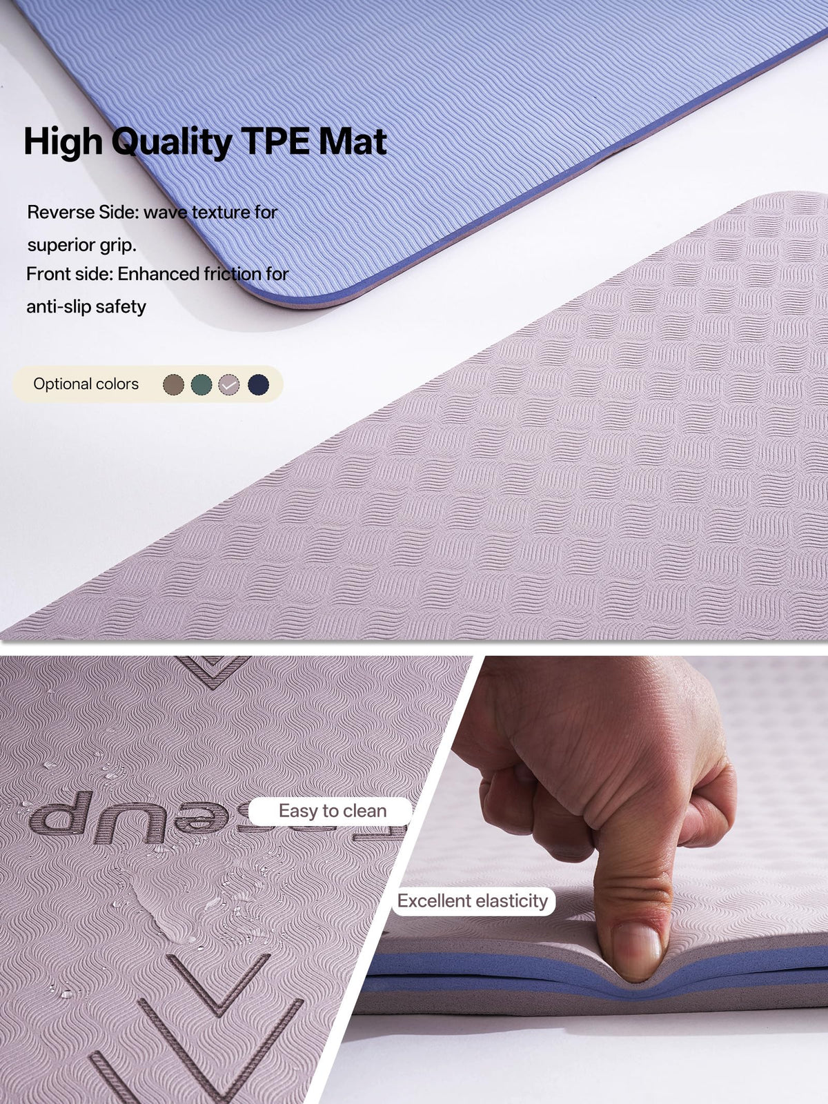 Large Yoga Mat 73x35.5x0.4" (Dusty Purple)