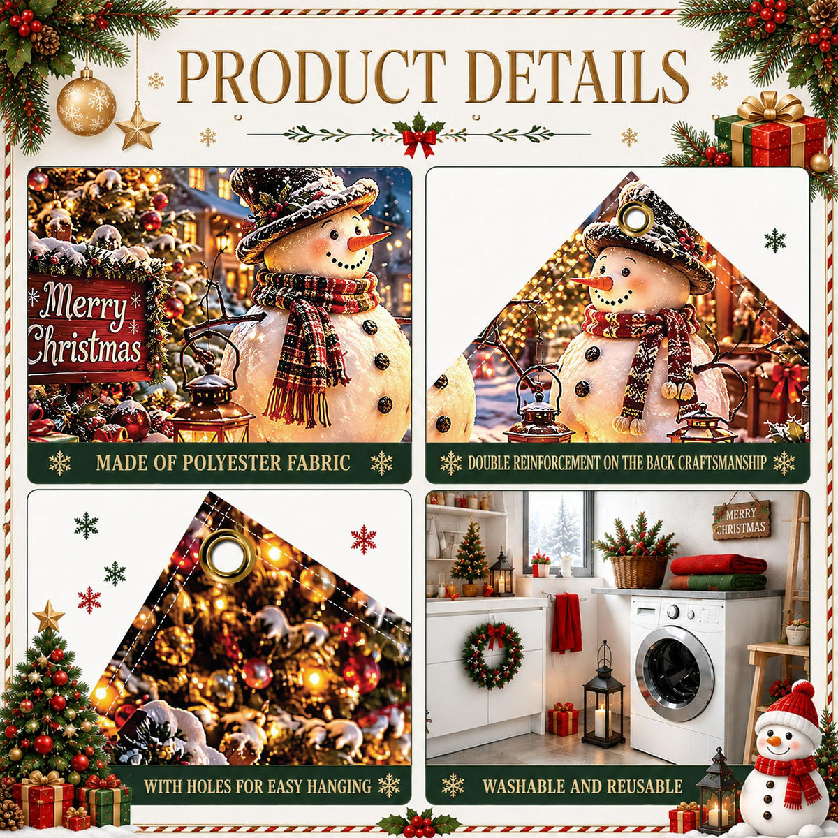 Christmas Snowman Garage Door Cover Banner Winter Wonderland Backdrop (Snowman)