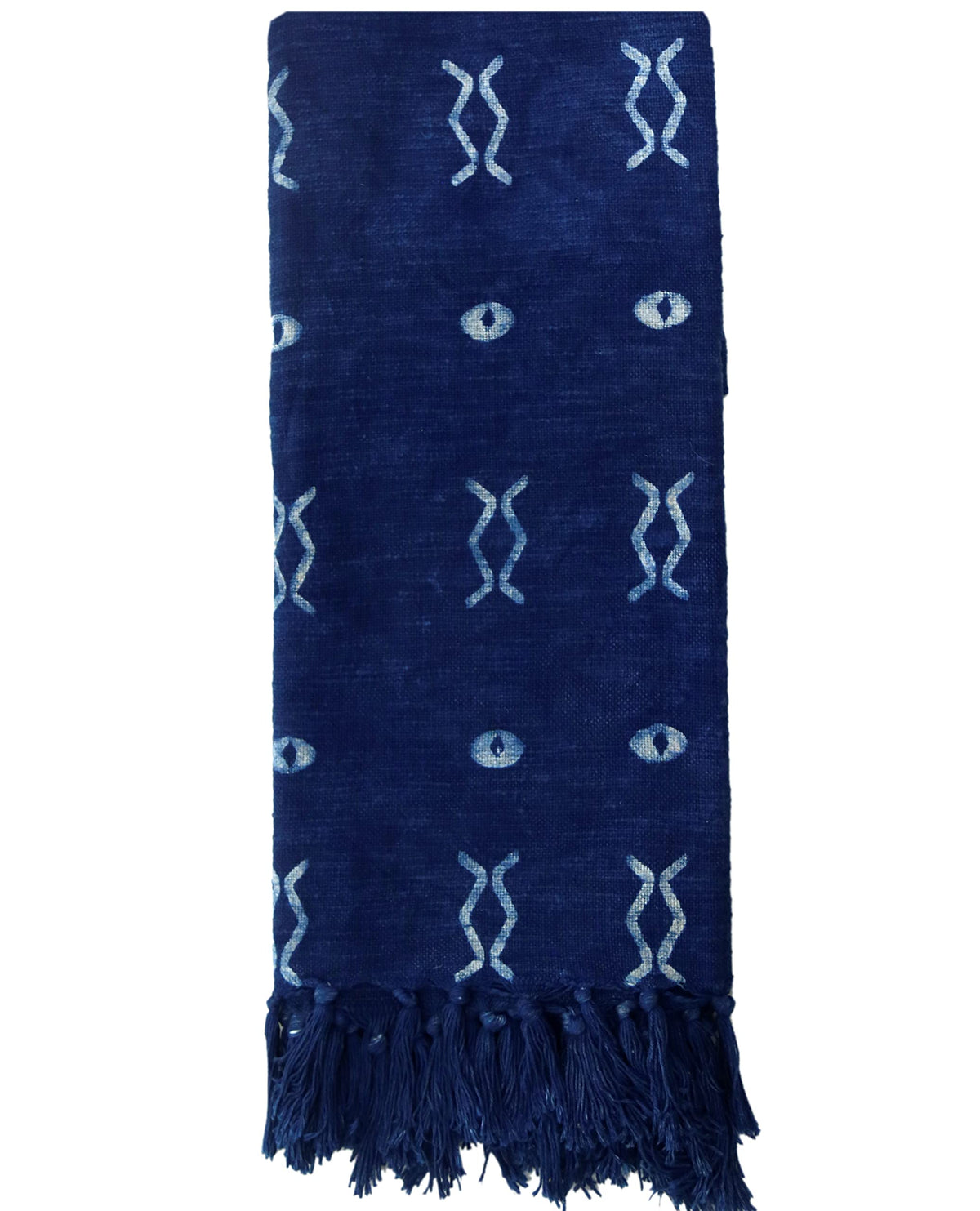 100% Cotton Throw Blanket Indigo Throw Blanket Handloomed Cotton Throw Mudcloth Designer with Tassels Handmade Premium Quality Home Decor (Indigo / Zen (120 x 170 Cms))