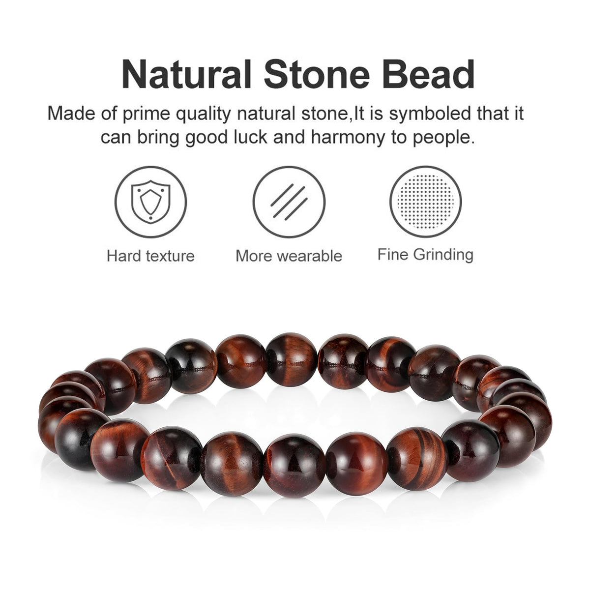 Beaded Bracelets for Mens Gifts (Red Tiger Eye Bracelet)