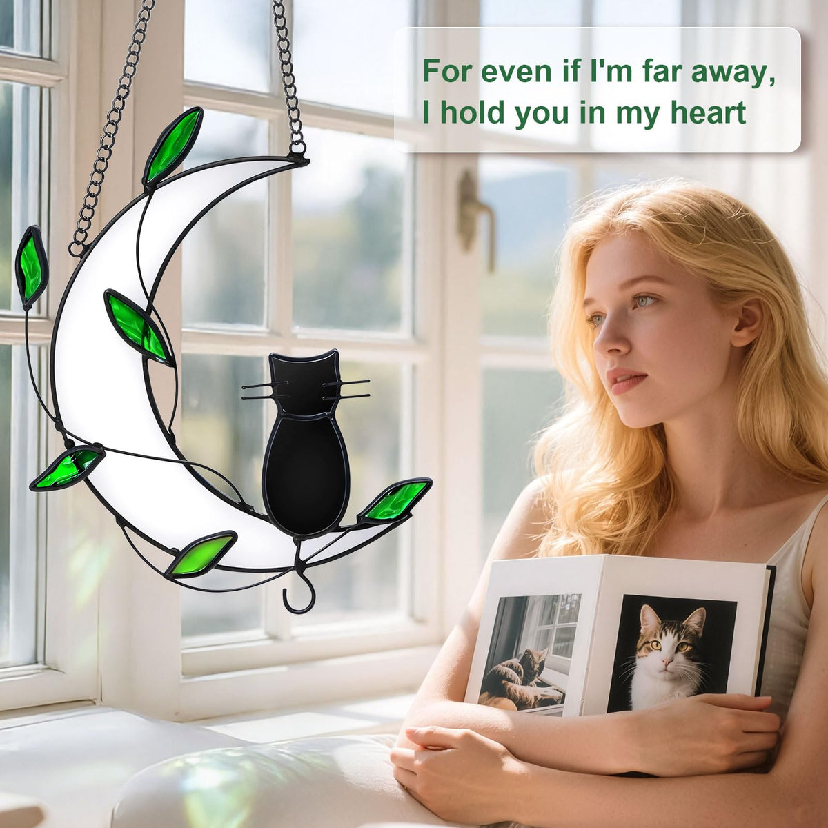 Stained Glass Window Hanging Suncatcher (Black-cat)