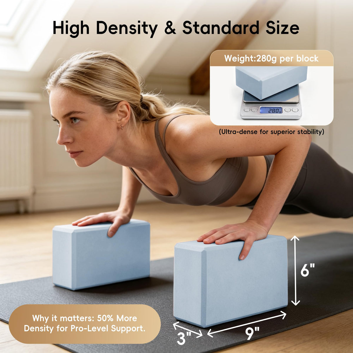 High Density EVA Yoga Blocks 2 Pack (ice blue)