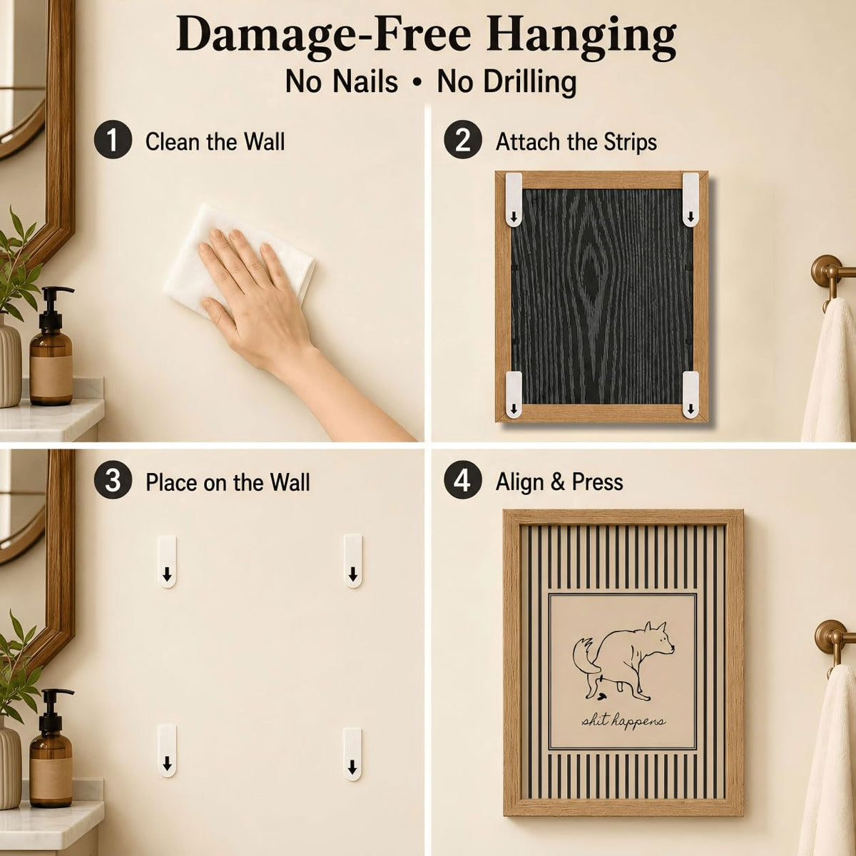 Funny Dog Bathroom Framed Wall Art (pooping dog / 24"L x 16"W)