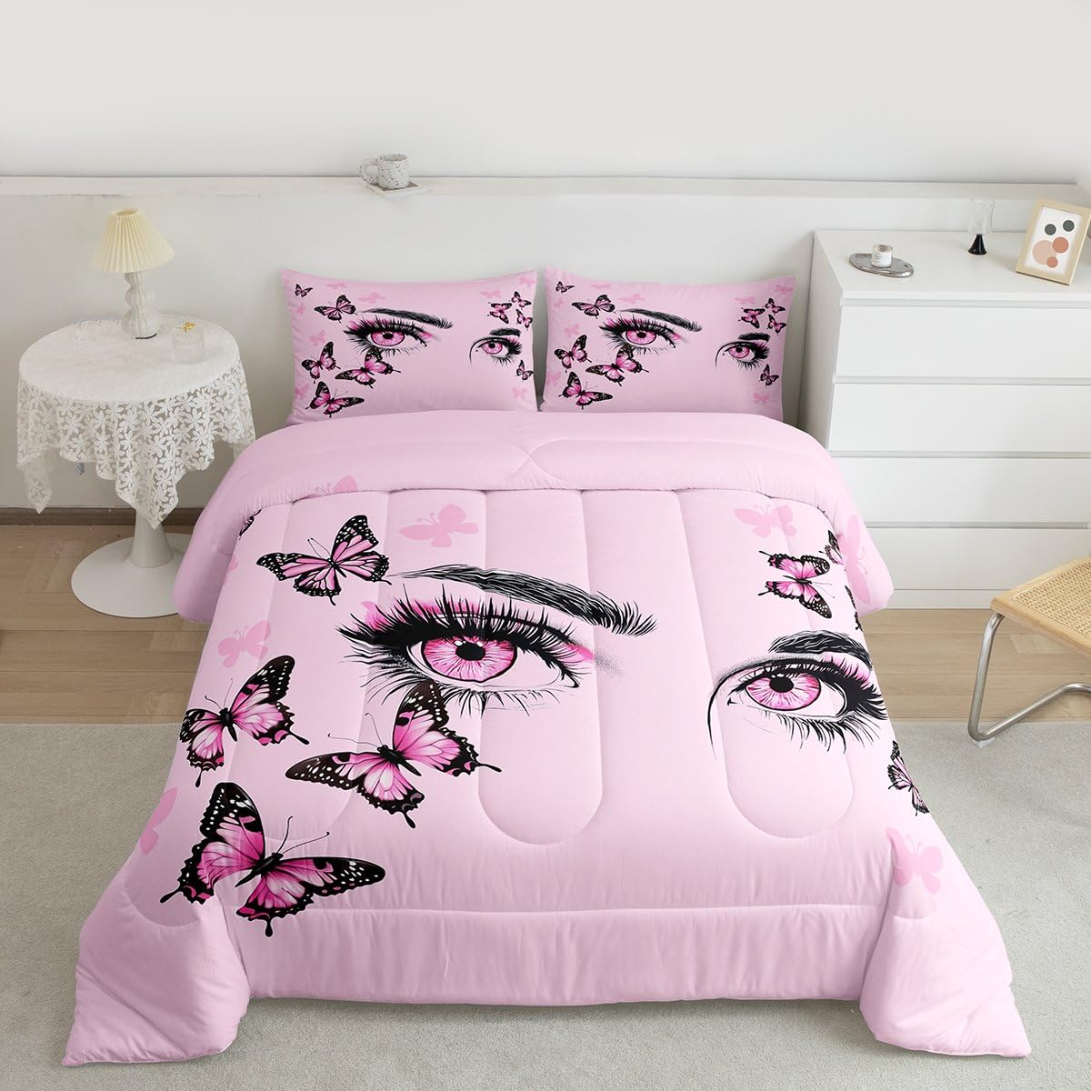 Eyelash Bedding Set Queen Size 3 Pcs for Boys Girls (Multi 802 / Queen)