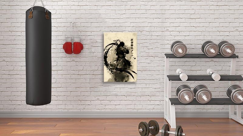Ink Samurai Art bushido Posters Canvas Painting Wall Art Japanese Style Posters And Prints Retro Pictures Living Room Bedroom Decor Framed 16"X24" (24L" x 16W" / Frame-7)