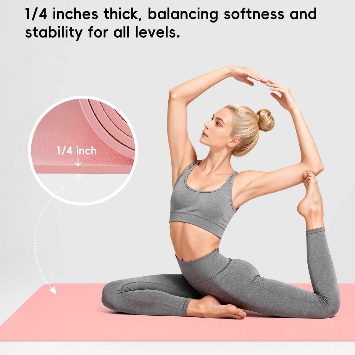 Extra Wide Yoga Mat 72" x 32" (Cornelian Cherry Pink)