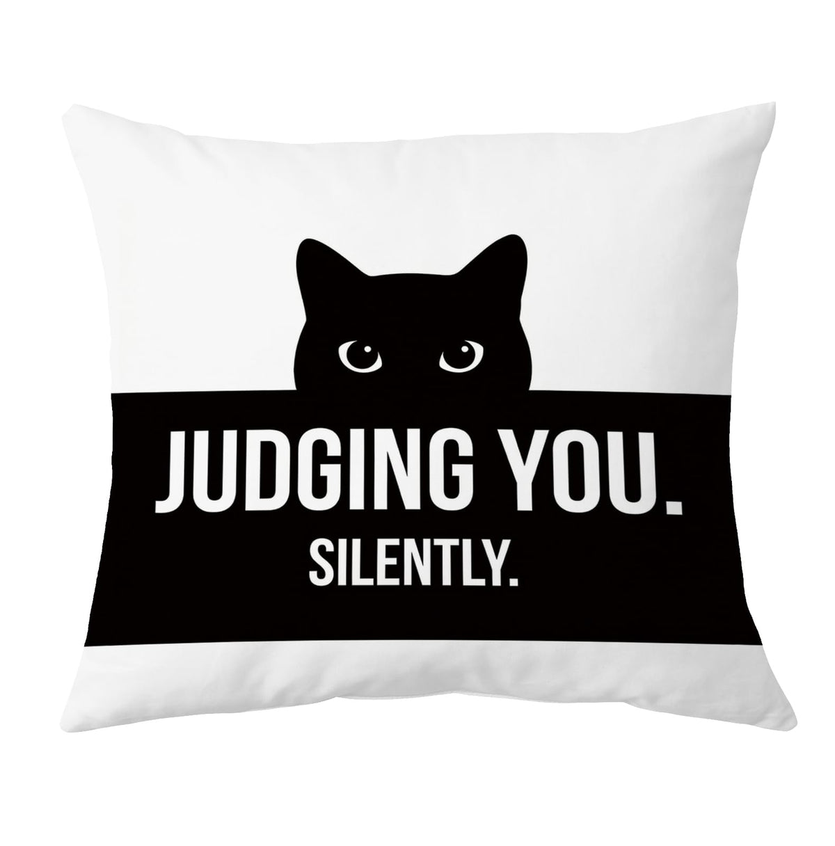 Funny Black Cat Throw Pillow Cover 18x18 (Qt-bz-mental Health-funny Black Cat)