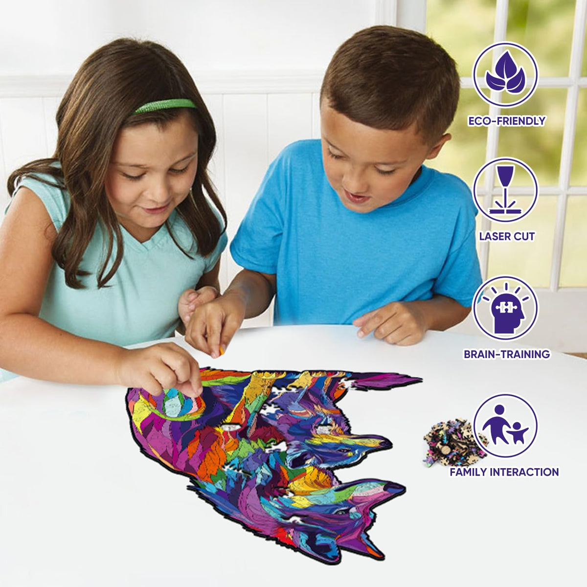 Wolf Wooden Puzzles for Adults (Color Wolf Family / 500 pieces)