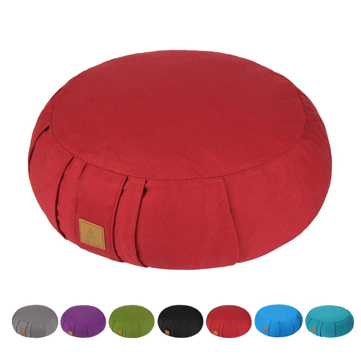 Round Buckwheat Meditation Cushion (Wine Red)